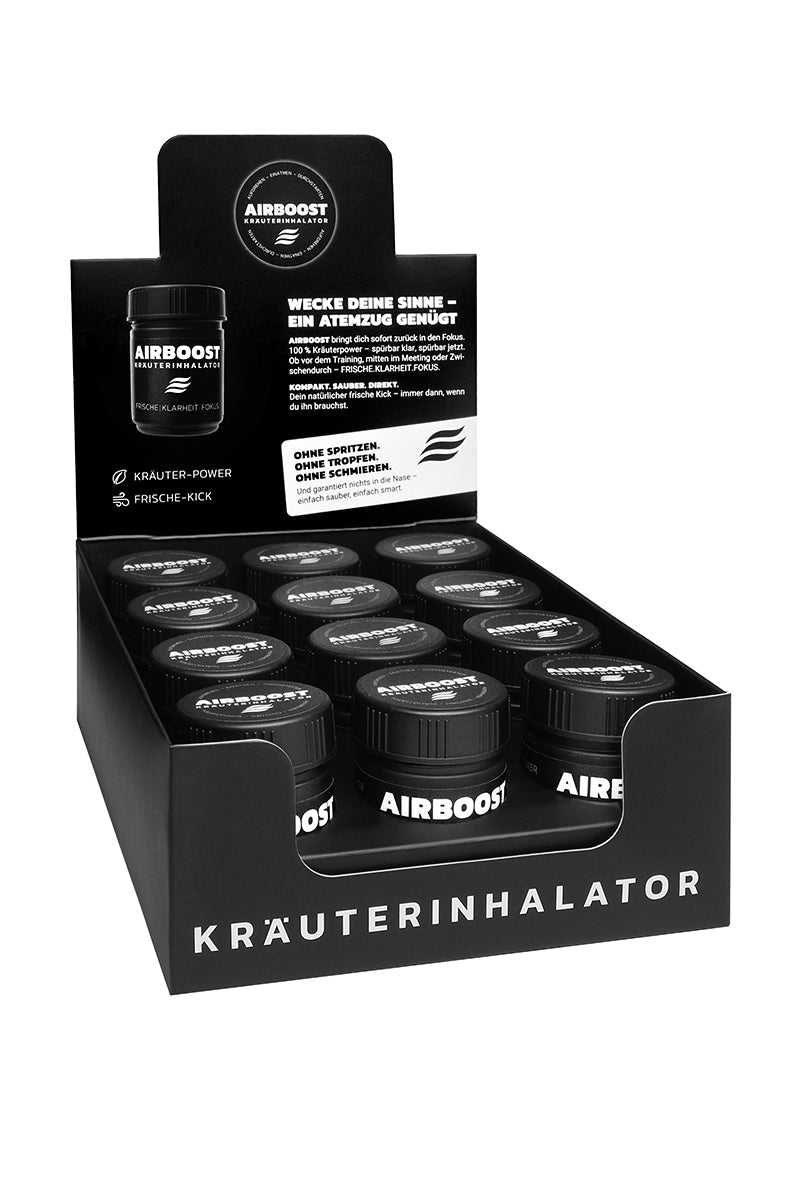 AIRBOOST Kräuterinhalator Paket mit 12 Stück - Wecke deine Sinne ein Atemzug genügt